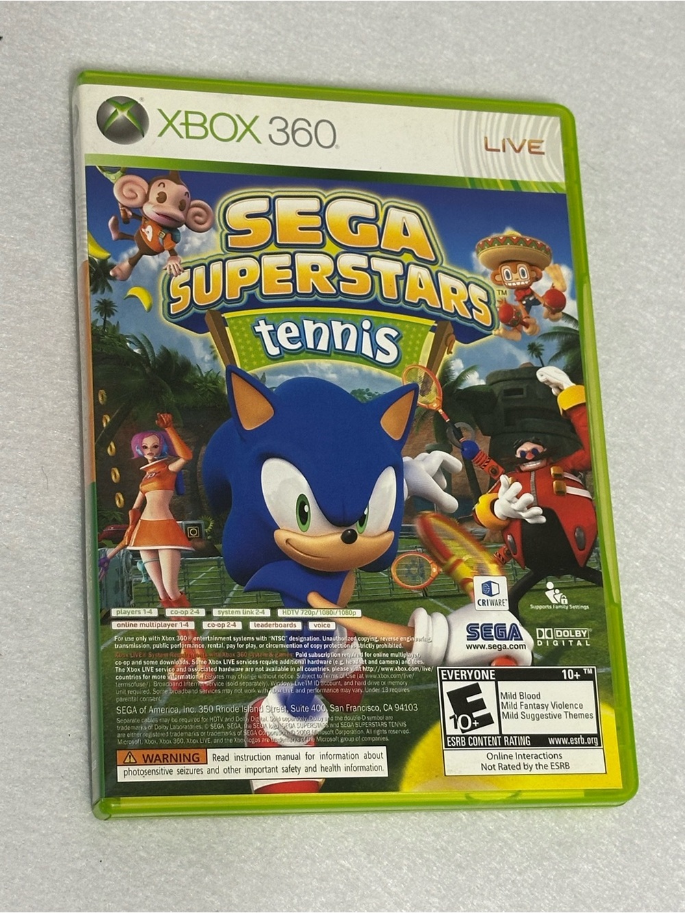 Sega Superstars Tennis Xbox 360 Complete Tested Video Game
